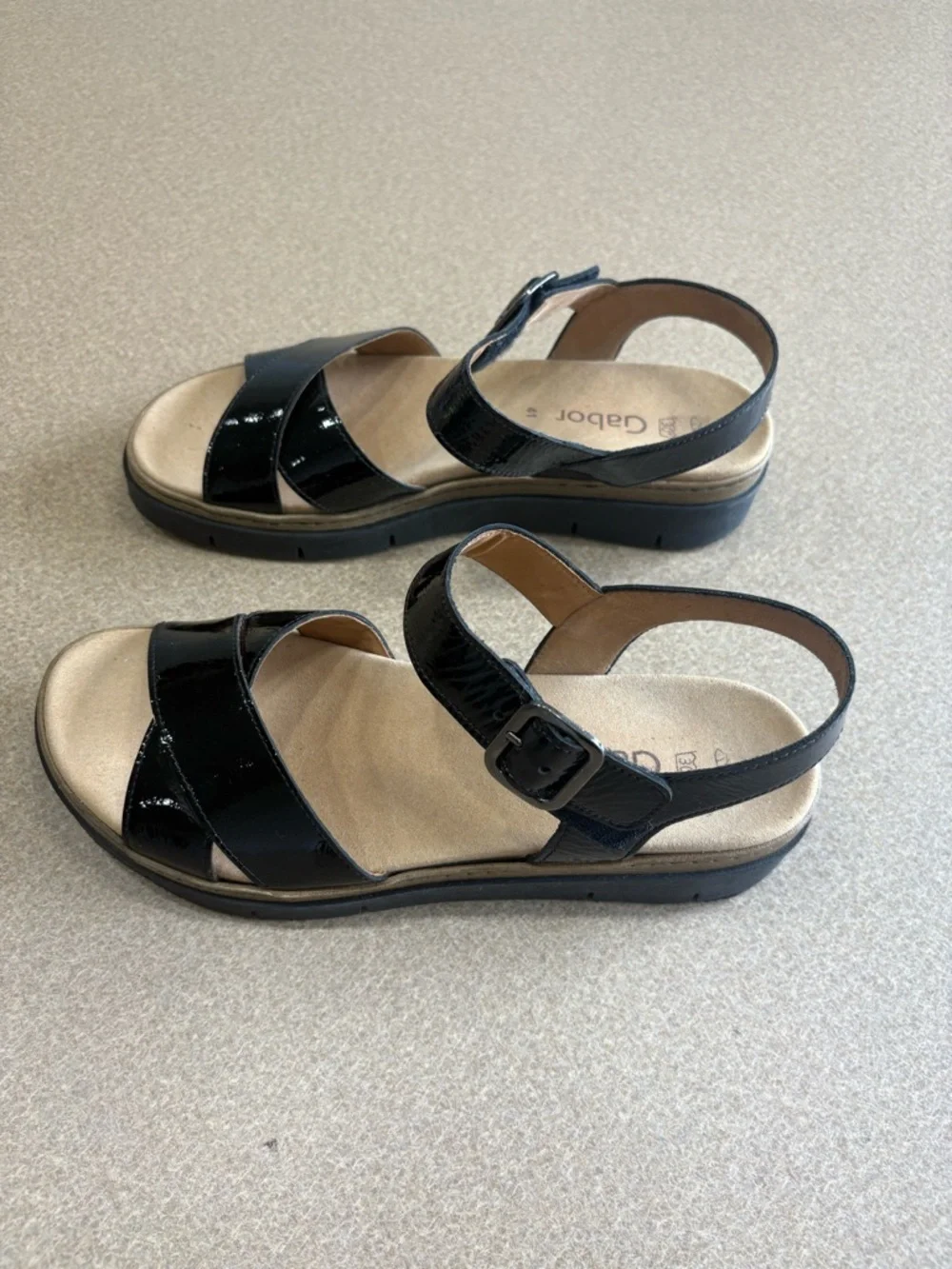 Gabor Women’s Shiny Black Sandals